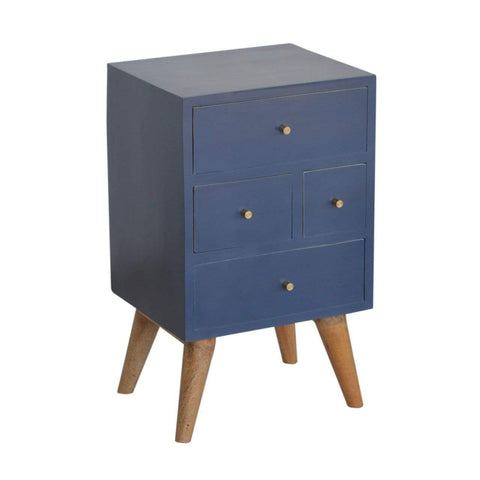 Dark Blue Painted Multi Drawer Bedside Sleeping Artisan Furniture 