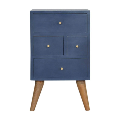Dark Blue Painted Multi Drawer Bedside Sleeping Artisan Furniture 