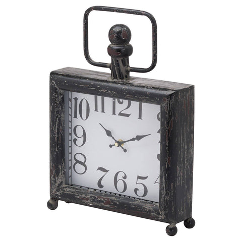 Dark Distressed Square Mantel Clock Accessories Hill Interiors 