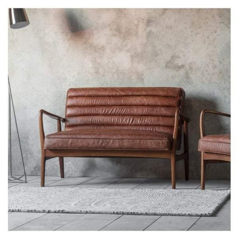 Datsun 2 Seater Sofa Vintage Brown Leather W1170 x D660 x H775mm Living Regency Studio 