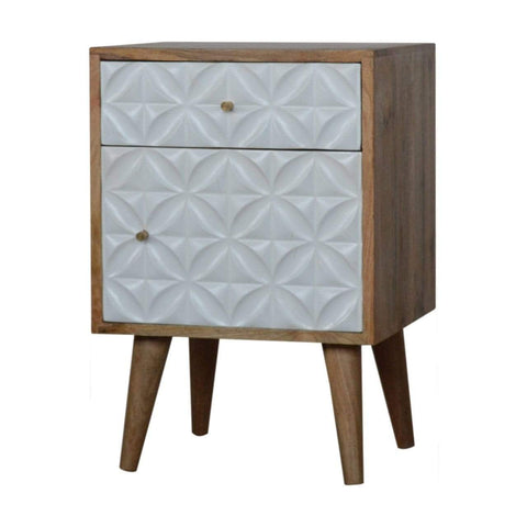 Diamond Carved 1 Door Bedside Sleeping Artisan Furniture 