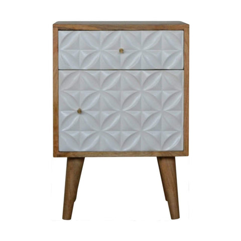 Diamond Carved 1 Door Bedside Sleeping Artisan Furniture 