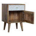 Diamond Carved 1 Door Bedside Sleeping Artisan Furniture 