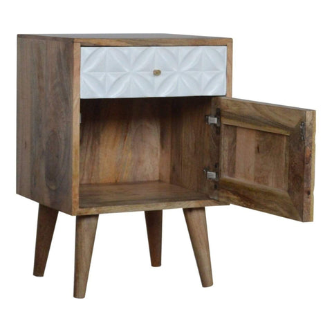 Diamond Carved 1 Door Bedside Sleeping Artisan Furniture 