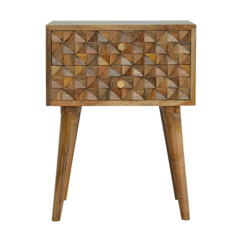Diamond Carved Bedside with 2 Drawers Sleeping Artisan Furniture 