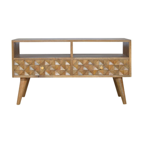 Diamond Carved TV Unit Living Artisan Furniture 