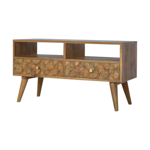 Diamond Carved TV Unit Living Artisan Furniture 