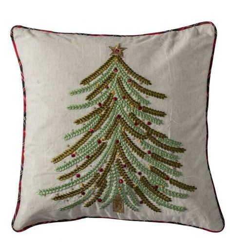 Embroidered Tree Cushion Natural Accessories Regency Studio 