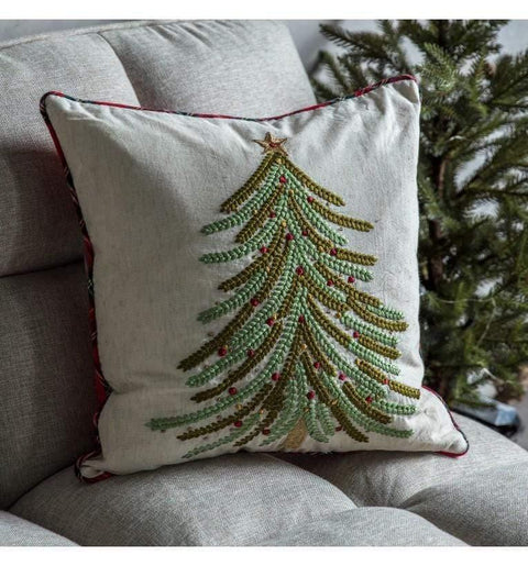 Embroidered Tree Cushion Natural Accessories Regency Studio 