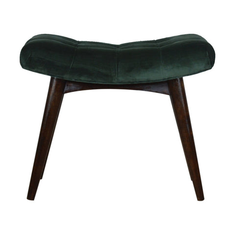 Emerald Cotton Velvet Curved Bench Living Artisan Furniture 