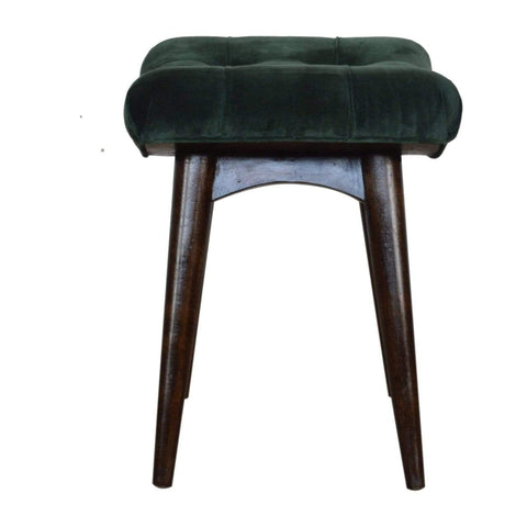 Emerald Cotton Velvet Curved Bench Living Artisan Furniture 