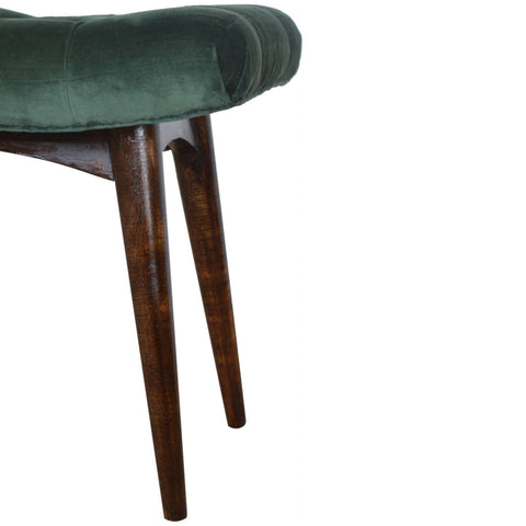 Emerald Cotton Velvet Curved Bench Living Artisan Furniture 