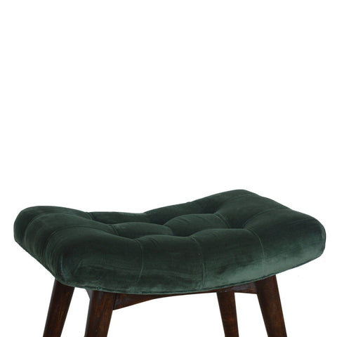 Emerald Cotton Velvet Curved Bench Living Artisan Furniture 