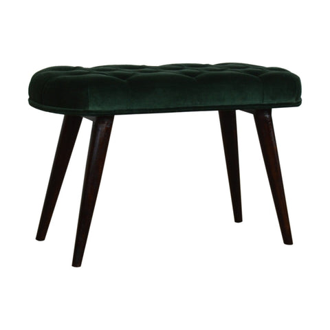 Emerald Cotton Velvet Deep Button Bench Living Artisan Furniture 