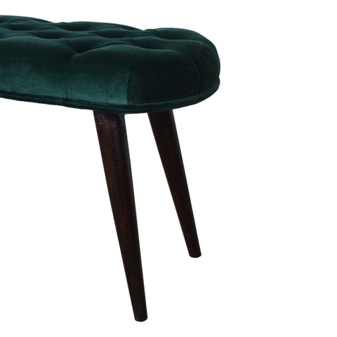 Emerald Cotton Velvet Deep Button Bench Living Artisan Furniture 