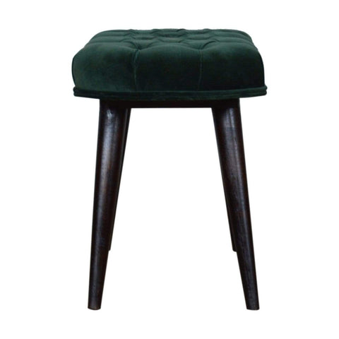 Emerald Cotton Velvet Deep Button Bench Living Artisan Furniture 