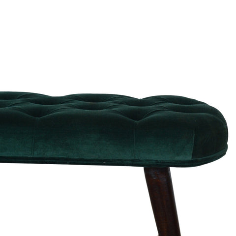 Emerald Cotton Velvet Deep Button Bench Living Artisan Furniture 