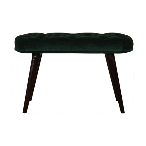 Emerald Cotton Velvet Deep Button Bench Living Artisan Furniture 