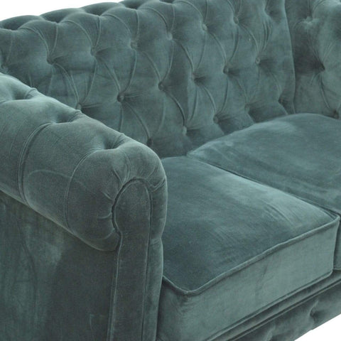 Emerald Green Velvet 2 Seater Chesterfield Sofa Living Artisan Furniture 