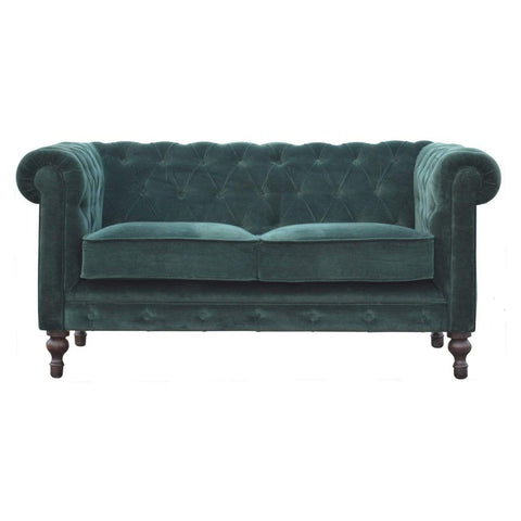 Emerald Green Velvet 2 Seater Chesterfield Sofa Living Artisan Furniture 