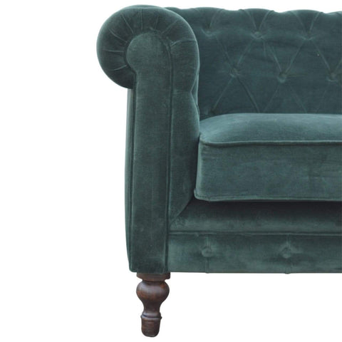 Emerald Green Velvet 2 Seater Chesterfield Sofa Living Artisan Furniture 
