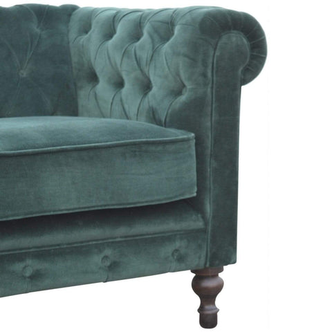 Emerald Green Velvet 2 Seater Chesterfield Sofa Living Artisan Furniture 