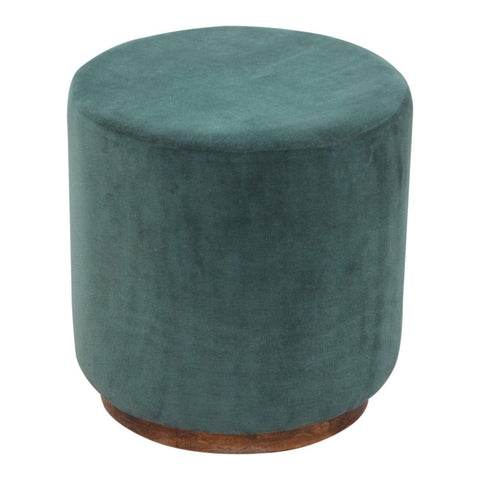 Emerald Green Velvet Footstool with Wooden Base Living Artisan Furniture 