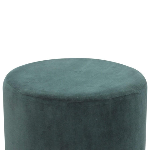 Emerald Green Velvet Footstool with Wooden Base Living Artisan Furniture 