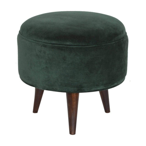 Emerald Green Velvet Nordic Style Footstool Living Artisan Furniture 