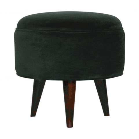 Emerald Green Velvet Nordic Style Footstool Living Artisan Furniture 