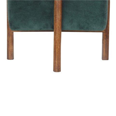 Emerald Velvet Footstool with Solid Wood Legs Living Artisan Furniture 