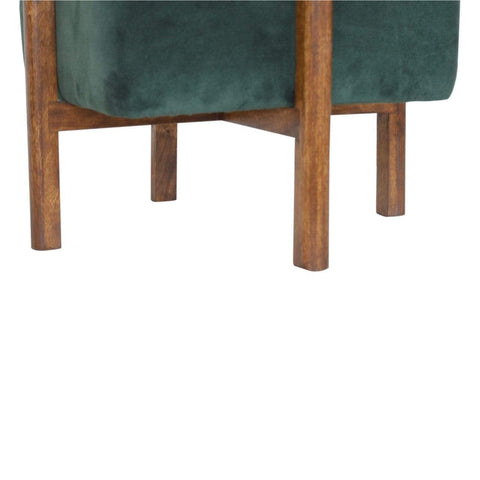 Emerald Velvet Footstool with Solid Wood Legs Living Artisan Furniture 