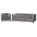 Emperor Grey Velvet Arm Chair Living Hill Interiors 