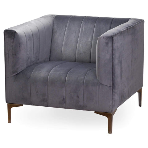 Emperor Grey Velvet Arm Chair Living Hill Interiors 