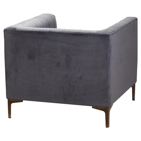 Emperor Grey Velvet Arm Chair Living Hill Interiors 