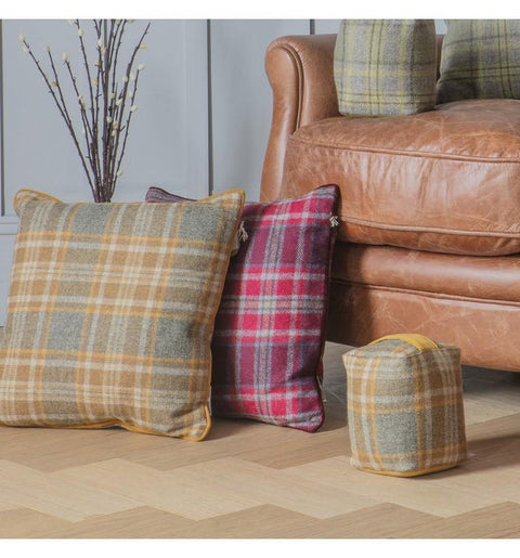 Farnley Check Cushion Plum Accessories Regency Studio 