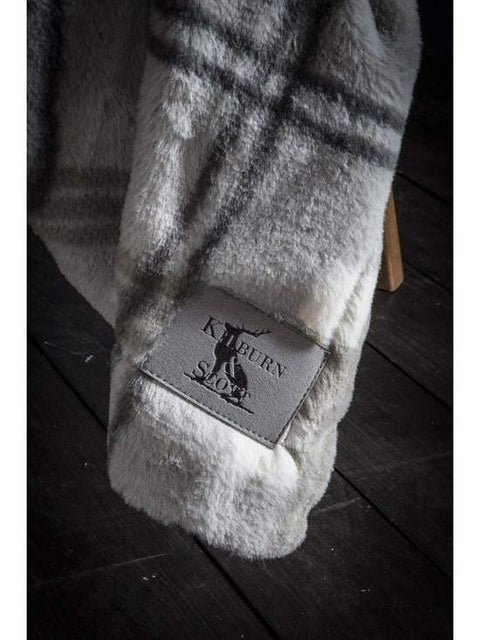 Faux Fur Check Throw Grey Accessories Regency Studio 