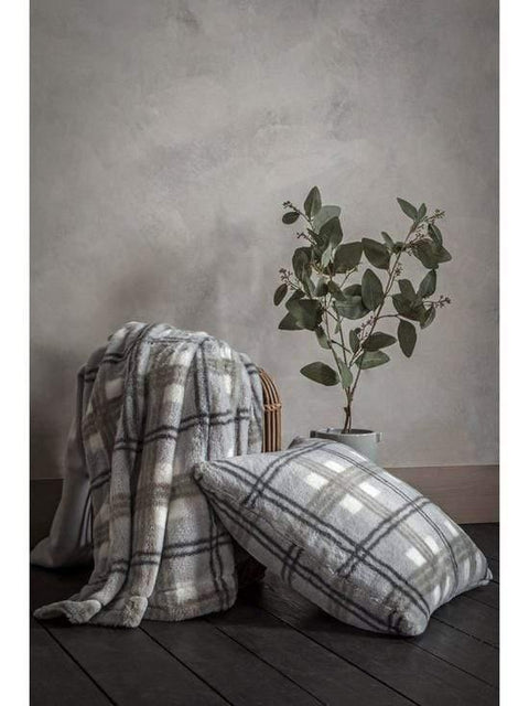 Faux Fur Check Throw Grey Accessories Regency Studio 
