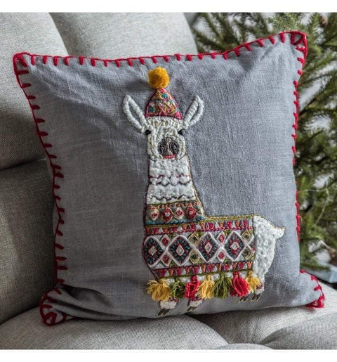 Festive Llama Cushion Grey Accessories Regency Studio 