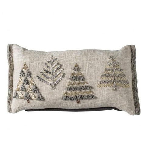 Fir Trees Embroidered Cushion Natural Accessories Regency Studio 