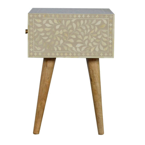 Floral Bone Inlay Bedside Sleeping Artisan Furniture 