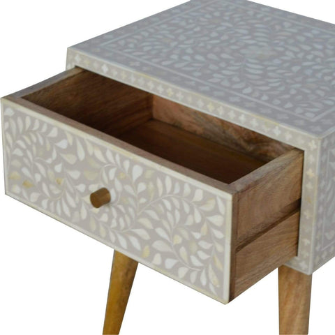 Floral Bone Inlay Bedside Sleeping Artisan Furniture 