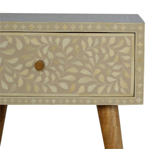 Floral Bone Inlay Bedside Sleeping Artisan Furniture 