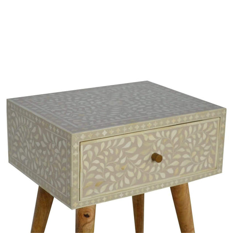 Floral Bone Inlay Bedside Sleeping Artisan Furniture 