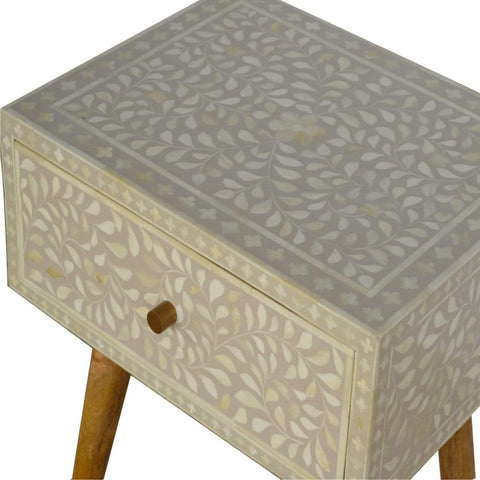 Floral Bone Inlay Bedside Sleeping Artisan Furniture 