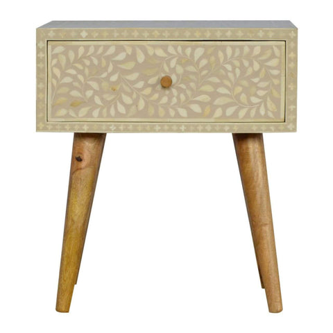 Floral Bone Inlay Bedside Sleeping Artisan Furniture 