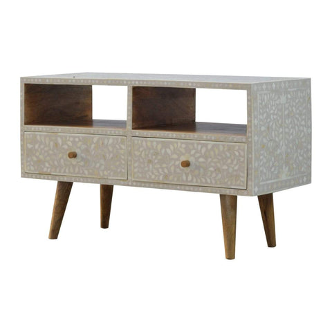 Floral Bone Inlay Media Unit Living Artisan Furniture 