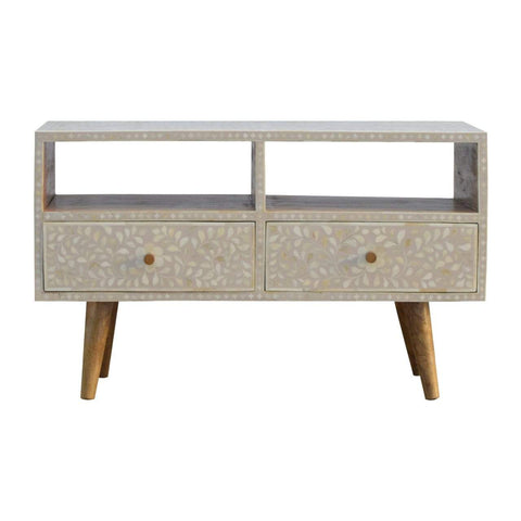 Floral Bone Inlay Media Unit Living Artisan Furniture 