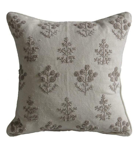 Floral Embroidered Cushion Natural Accessories Regency Studio 
