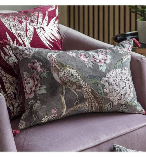 Floral Partridge Tassel Cushion Blush Accessories Regency Studio 